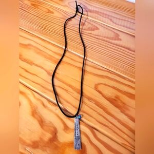 Handmade Black and Silver Pendant Necklace Made From Silverware
